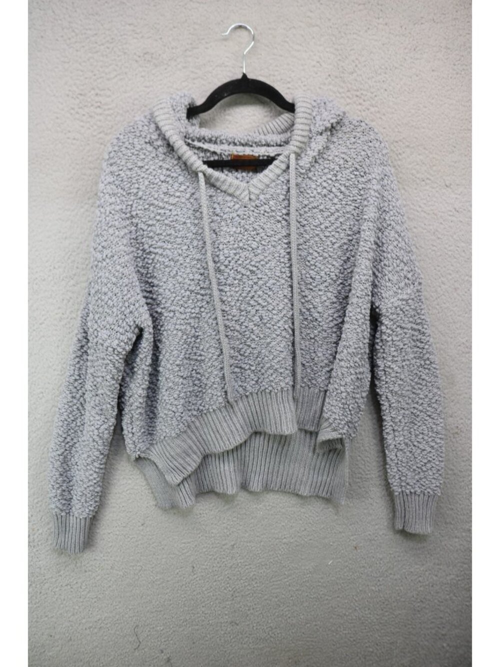 POL Popcorn Knit Hooded Long Sleeve Sweater-Small-Minimalist-Boho-Soft-Beachy